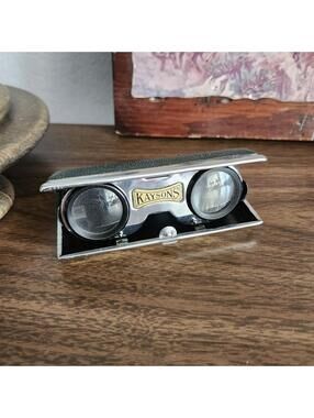 Vintage Kayson's Opera Glasses Binoculars Folding Collapsible Green